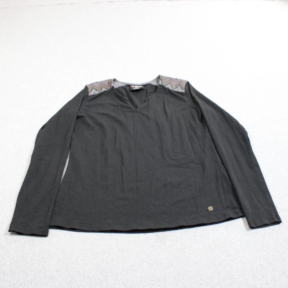 Sherpa Adventure Gear Shirt Women Medium Black V Neck Long Sleeve Outdoors Boho